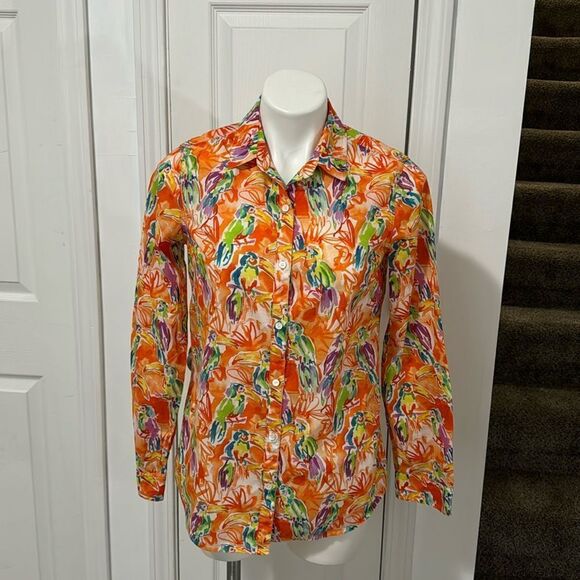 J MC LAUGHLIN TUCAN PRINT .TROPICAL MULTICOLOR SHIRT - Picture 1 of 7